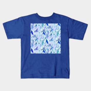 Blue Butterfly Garden Kids T-Shirt